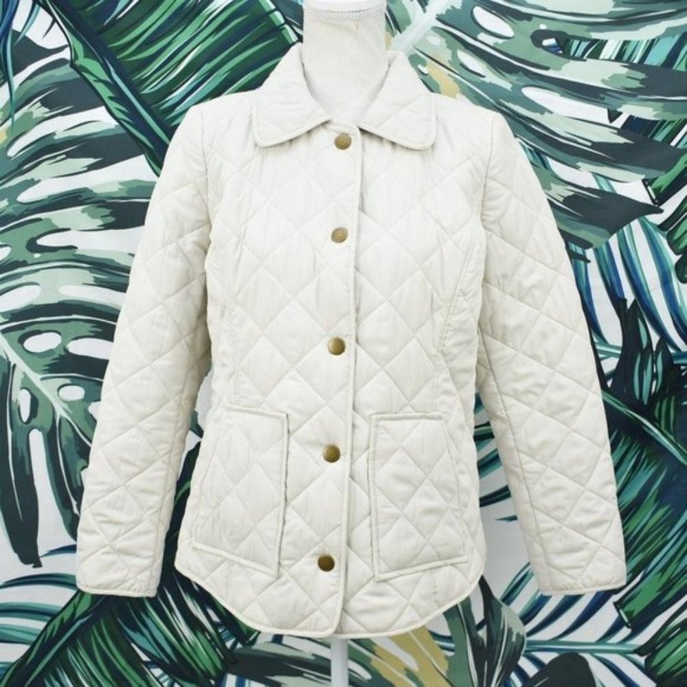 J. Jill beige warm puffy quilt coat jacket S